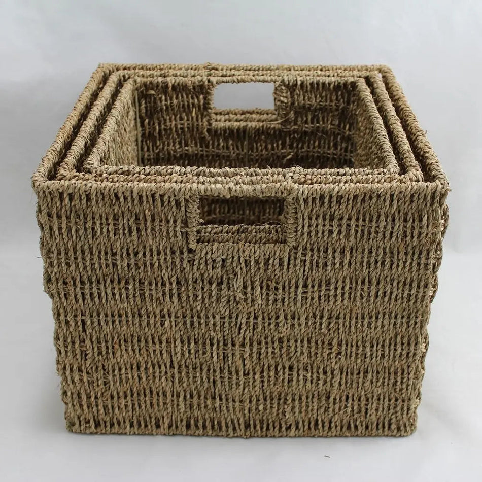 Masterworks Large Round Nest of 3 Seagrass Baskets Natural