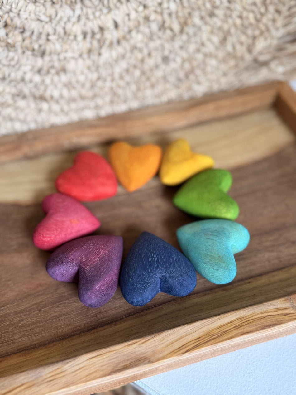 Awe & Wonder Rainbow Wooden Heart Set 6pc