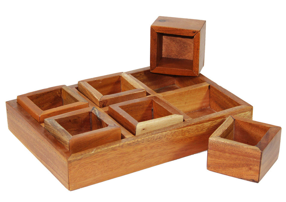 Awe & Wonder Mahogany Sorting Tray Classification 6 Compartment & Boxes