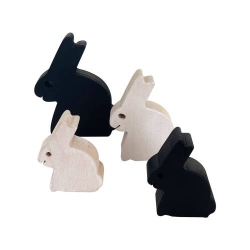 Papoose Achromatic Wood Bunny Family 4