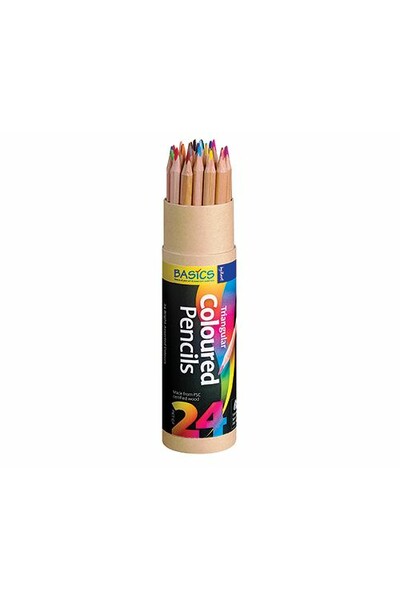 Basics Triangular Coloured Pencils 24pk
