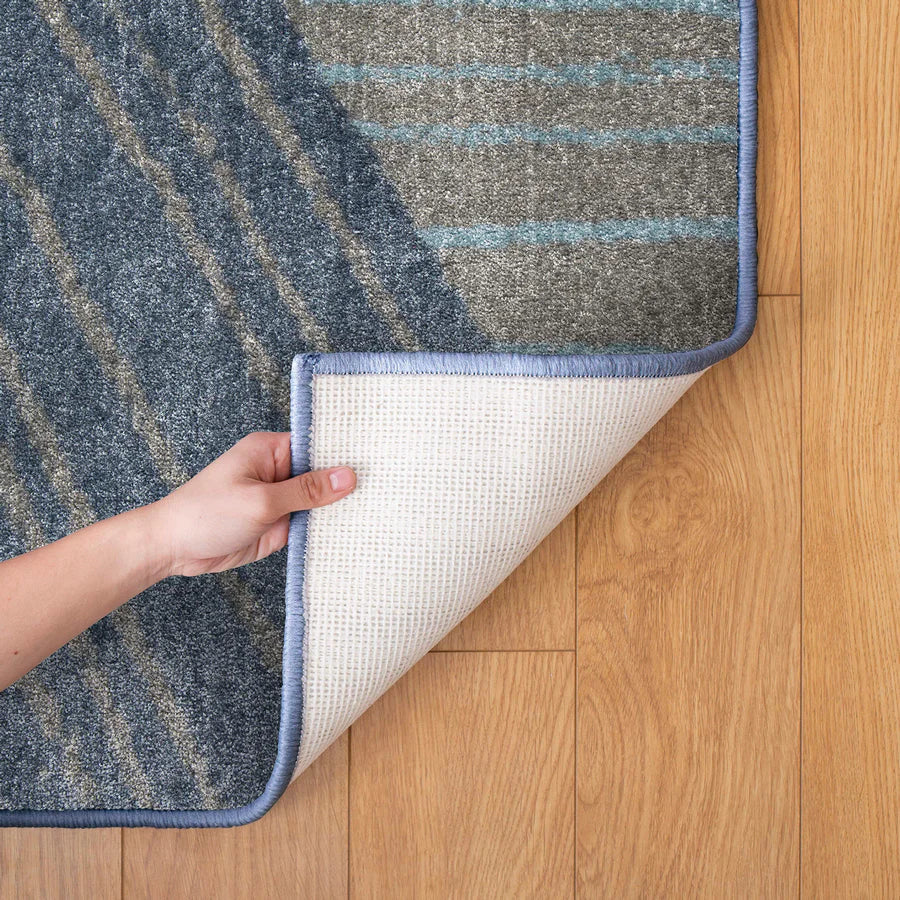 Blue Geometric Carpet - 274 x 183cm