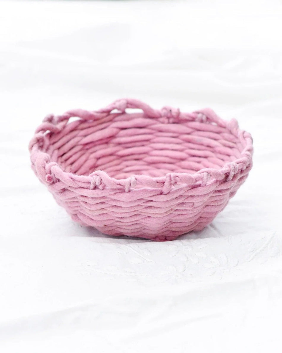 Tara Treasures Felt Weave Basket - Light Pink