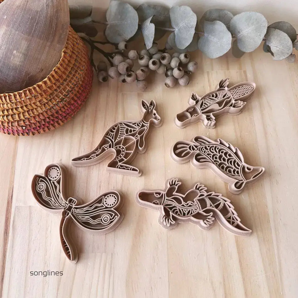 Songlines Aboriginal Animals Eco-Imprint Cutter Set 5pc