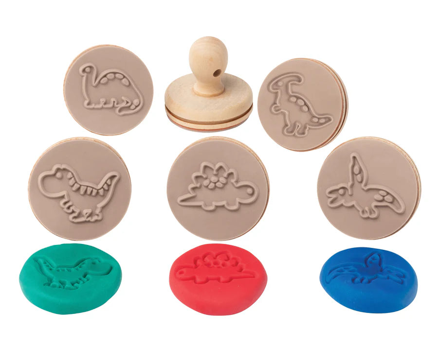 Wood Dough Stamps Set 6 Dinosaurs