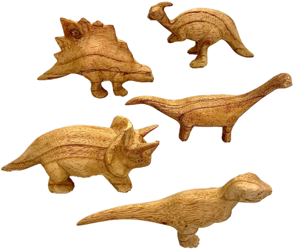 Papoose Dinosaurs Hand Carved 5pc
