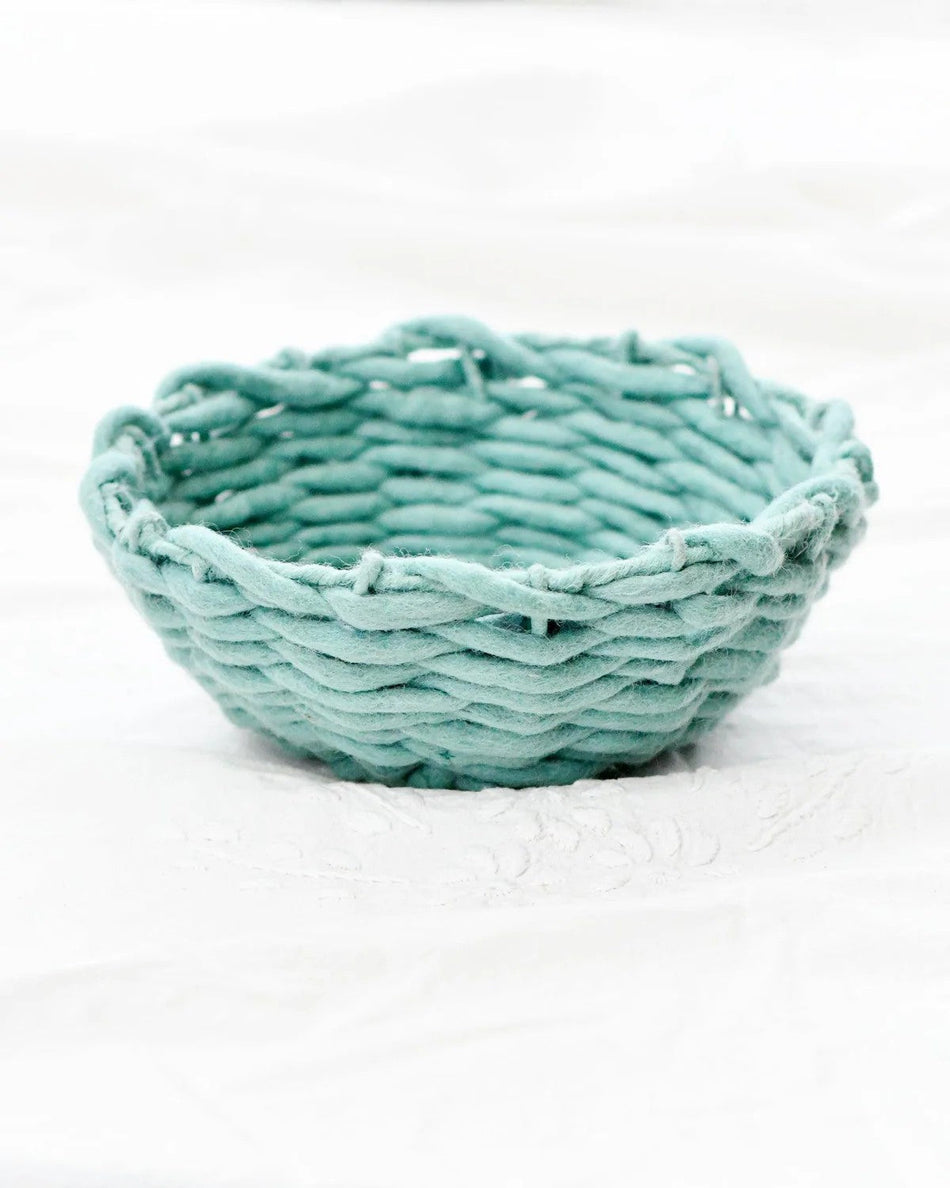 Tara Treasures Felt Weave Basket - Light Blue