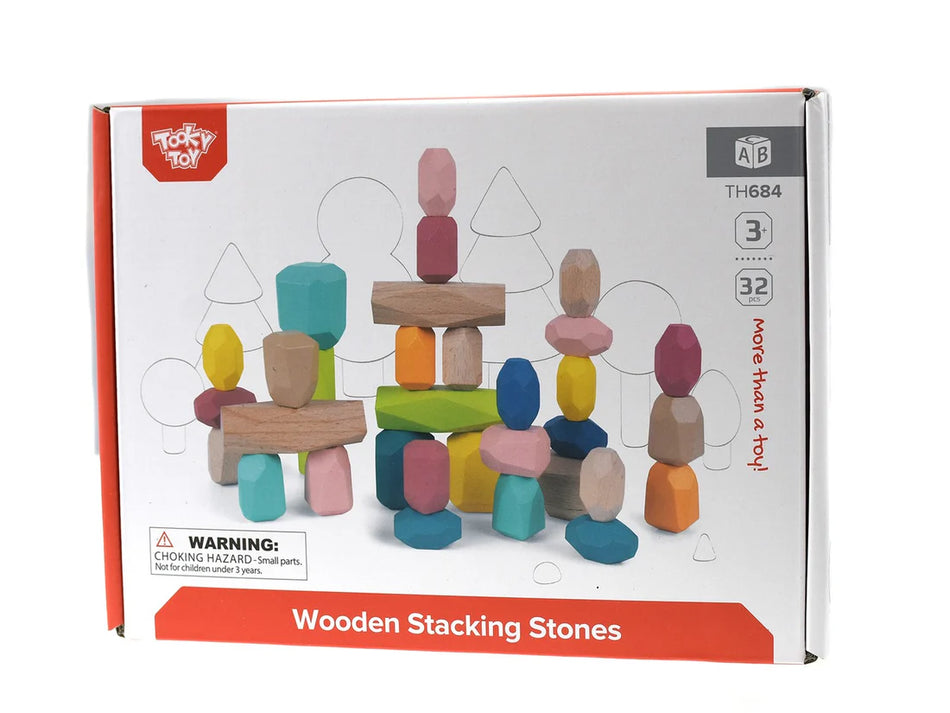Tooky Toy Wooden Stacking Stone Blocks