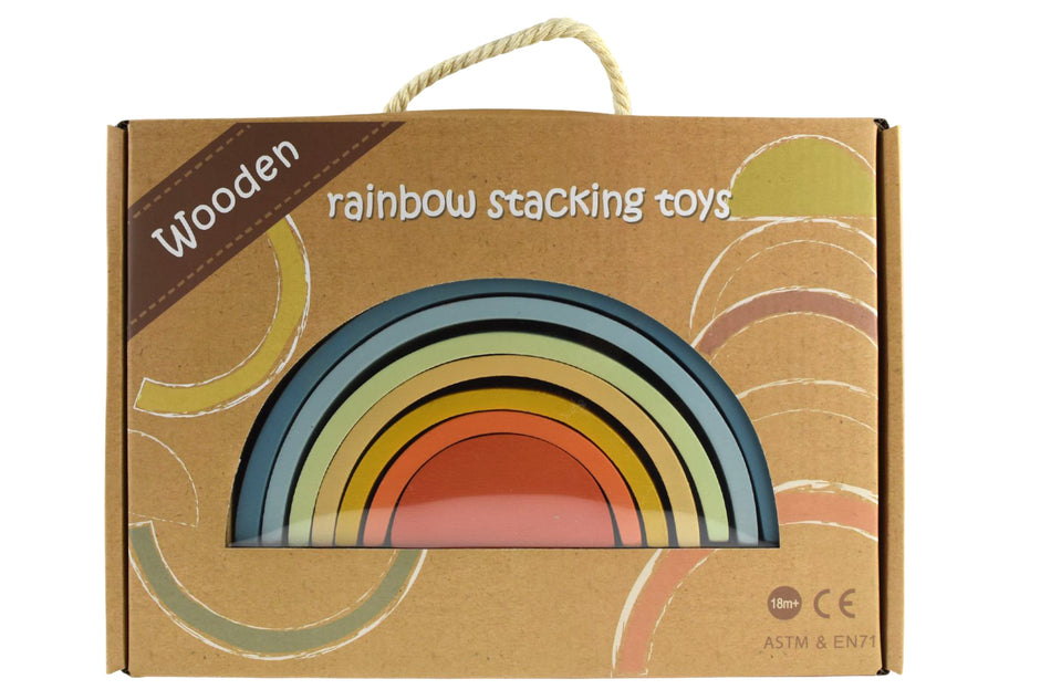Kaper Kidz Wooden Stacking Rainbow Denim & Rust