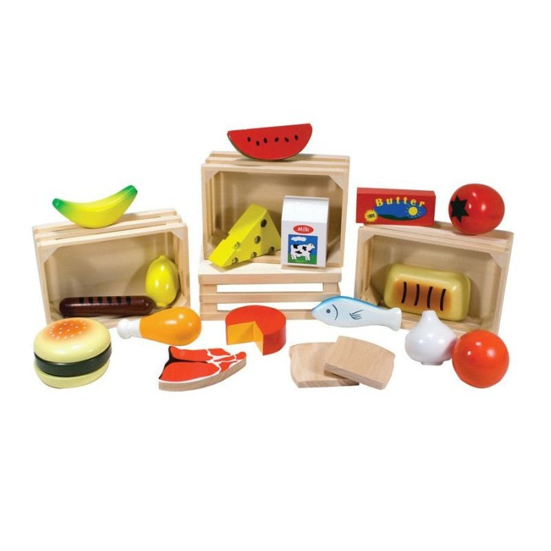 Fun Factory Wood Home Corner Food Box 4 In 1