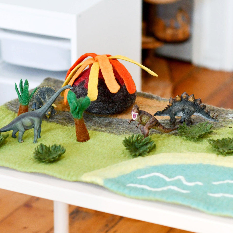 Tara Treasures Large Dinosaur Land with Volcano Play Mat