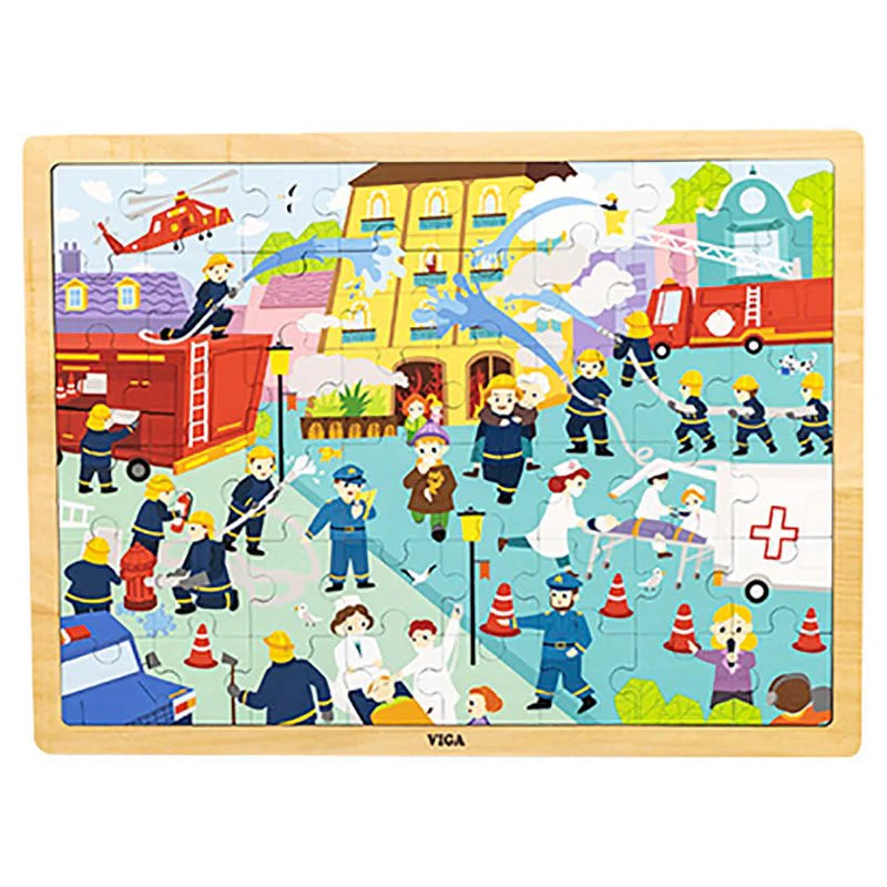 Viga Wooden Firefighting Puzzle 48pc