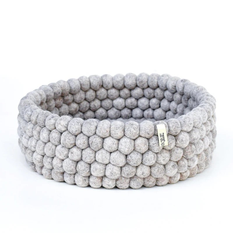 Tara Treasures Felt Ball Basket - Light Grey 30cm