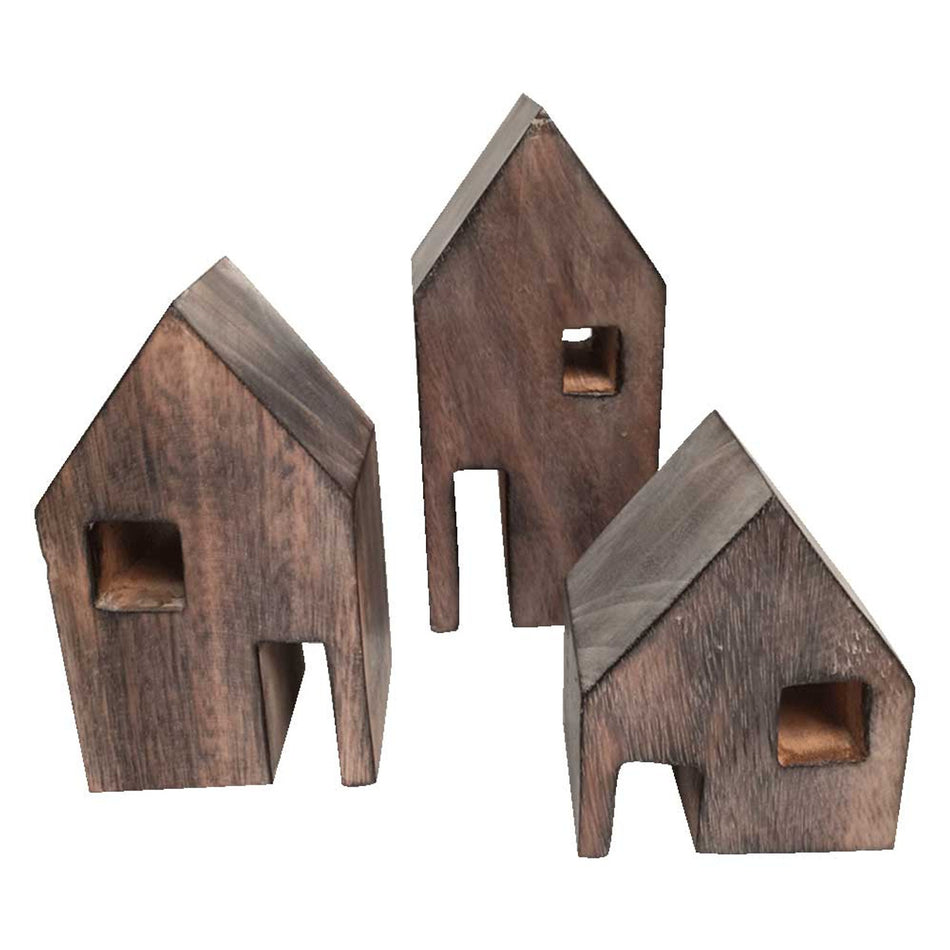 Papoose Wood Block Houses 3pc