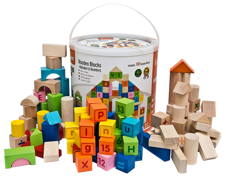 Viga 100pc Block Set Alphabet & Number