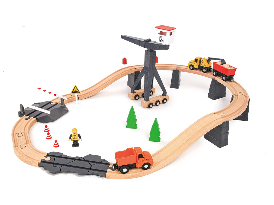 Tooky Toy Construction Yard Train Set 35pc
