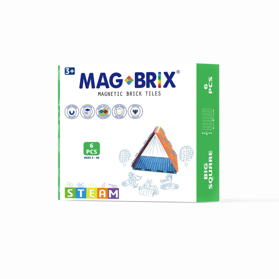 MagBrix Magnetic Tiles Large Squares 6pc