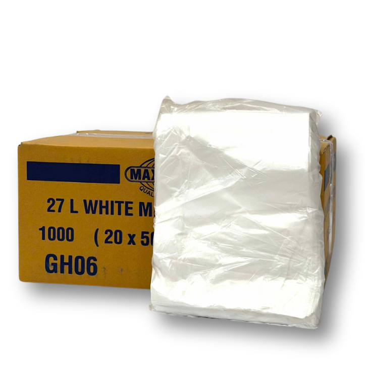 27L White Garbage Bags FLAT 1,000/carton