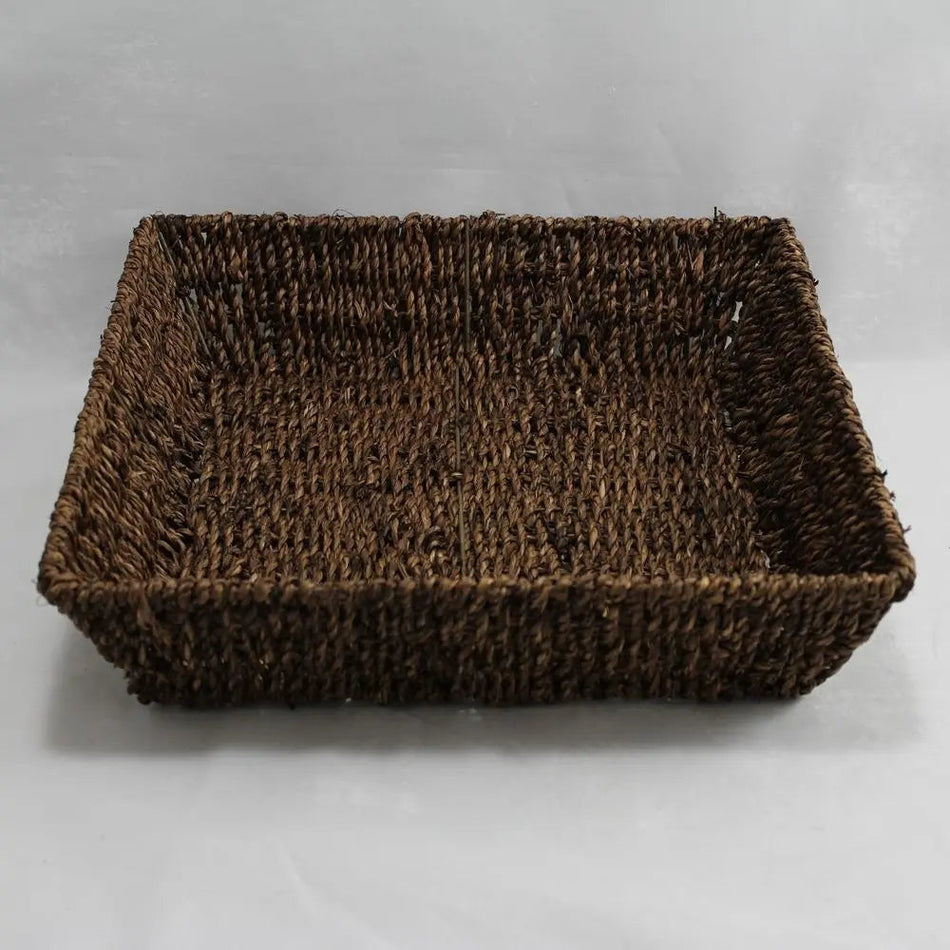 Masterworks Large Square Shallow Seagrass Tray Choc
