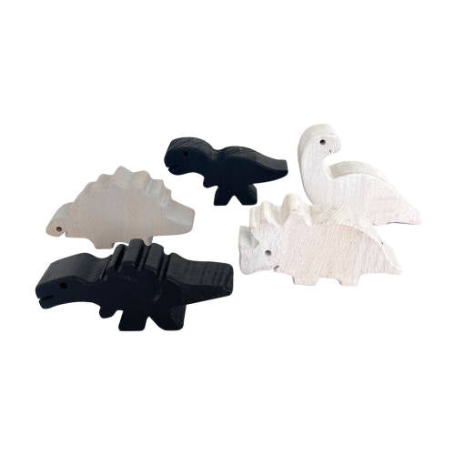 Papoose Achromatic Wood Dinosaurs 5pc