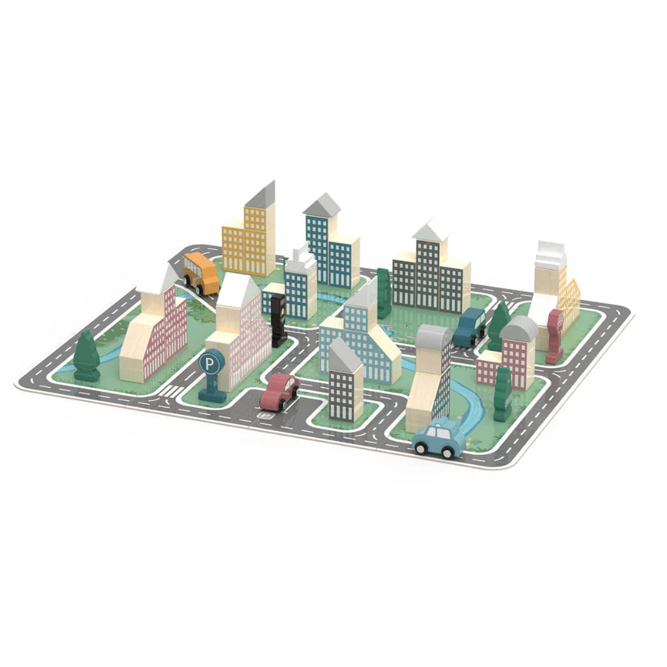 Viga Modern City Blocks & Cars with Playmat