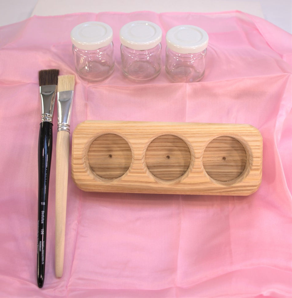 Sedulus Artisan Wood Paint Jar Holder and 3 Jars