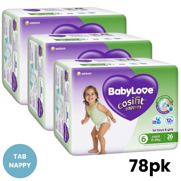 BabyLove Cosifit Nappies Size 6 Junior (15-25kg) 78pk