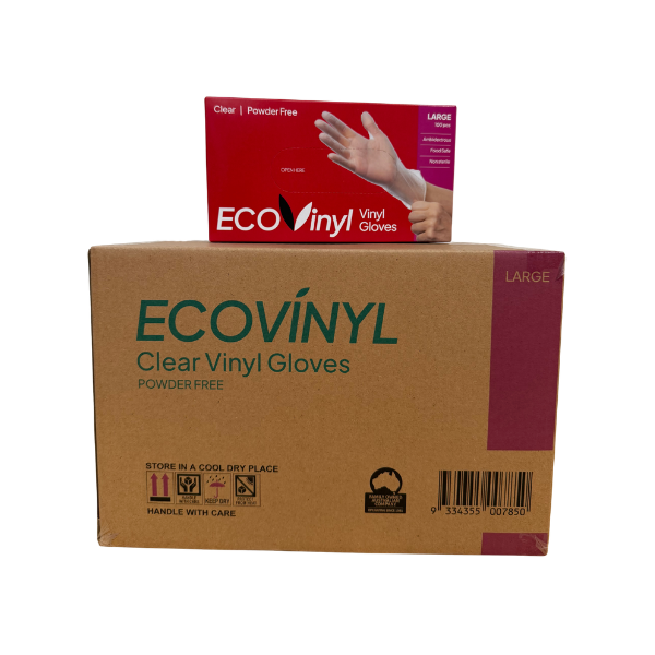 ECO Vinyl Powder Free Clear Disposable Gloves LARGE 1,000pk