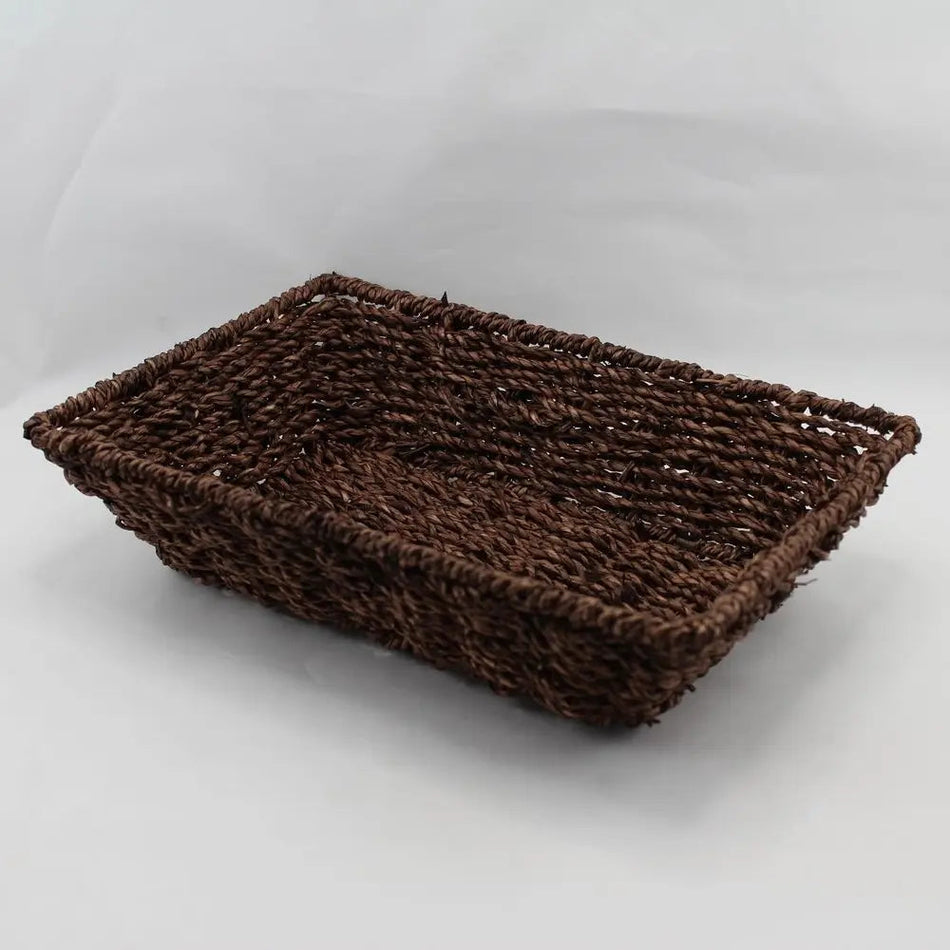 Masterworks Small Rectangle Seagrass Tray Chocolate
