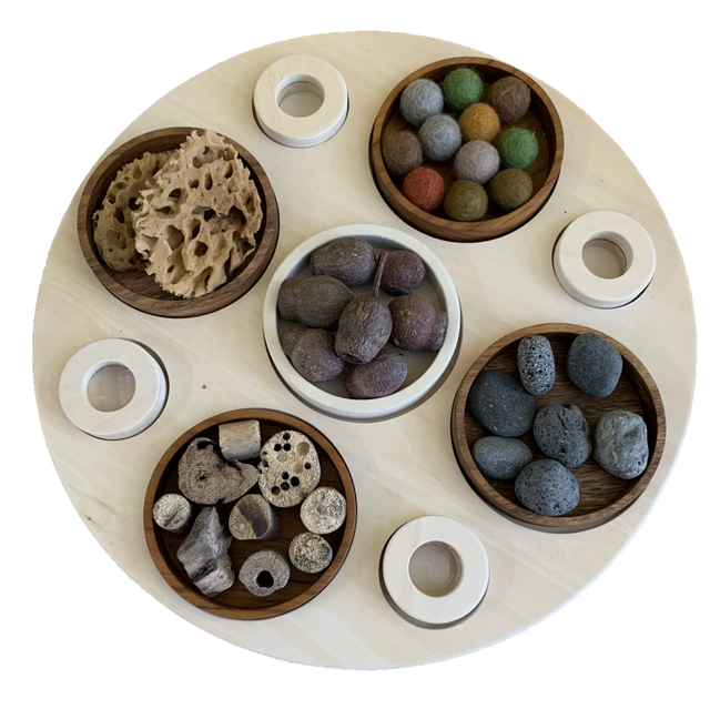 Papoose Round Sensory Tray-4 Teak Dish