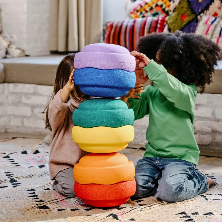 Stapelstein Balance Stepping Stones Original, Set of 6, Rainbow Classic