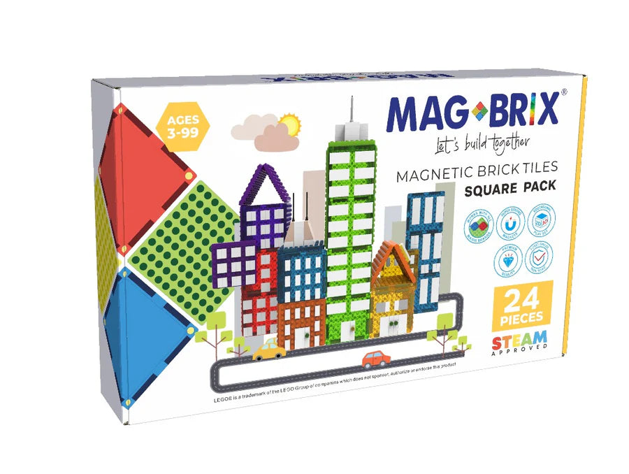 MagBrix Magnetic Tiles Squares 24pc