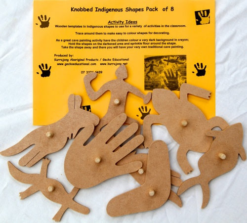 Wood Indigenous Shapes Pk 8