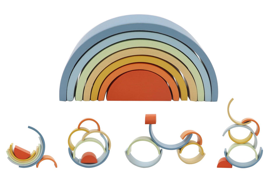 Kaper Kidz Wooden Stacking Rainbow Denim & Rust