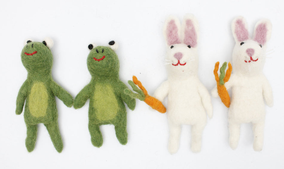 Papoose Frog+ Bunny Finger Puppets 4pc
