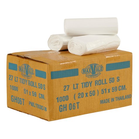 27L White Garbage/Nappy Bags ROLL 1,000/carton