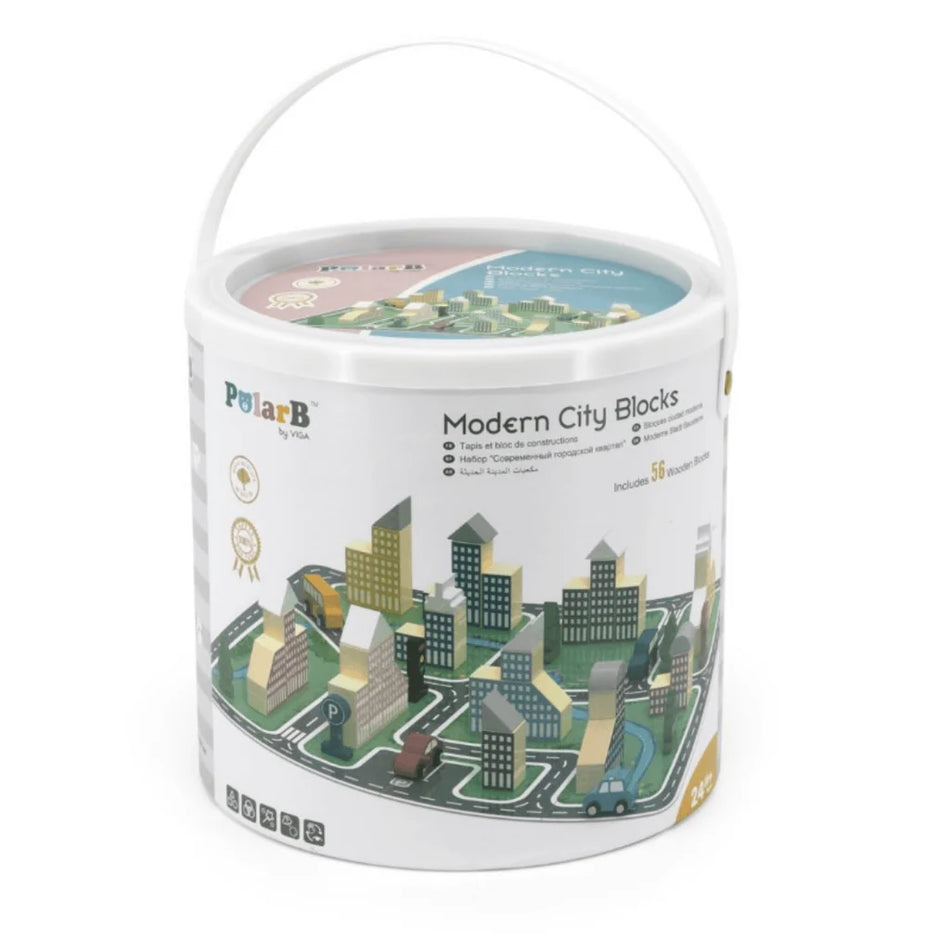 Viga Modern City Blocks & Cars with Playmat