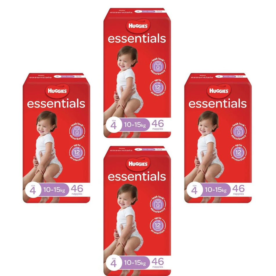 Huggies Essentials Nappies Size 4 Toddler (10-15kg) 184pk