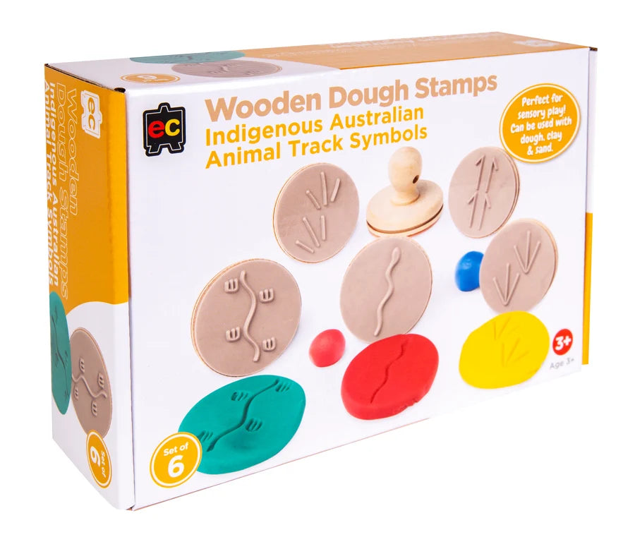 Wood Dough Stamps Set 6 Indigenous Animal Track