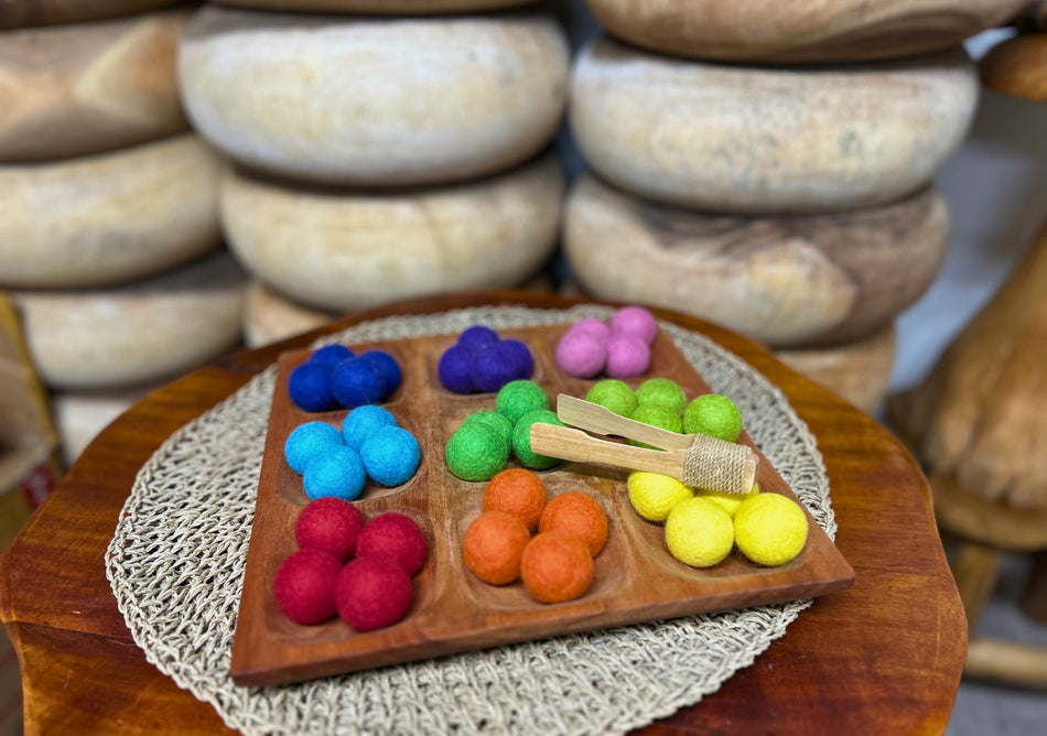 Awe & Wonder Mahogany Sorting Tray 9 Compartments