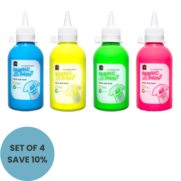 EC Fluorescent Fabric & Craft Paint 250mL Set of 4