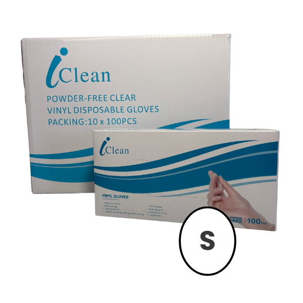 iClean Vinyl Powder Free CLEAR Disposable Gloves SMALL 1,000pk
