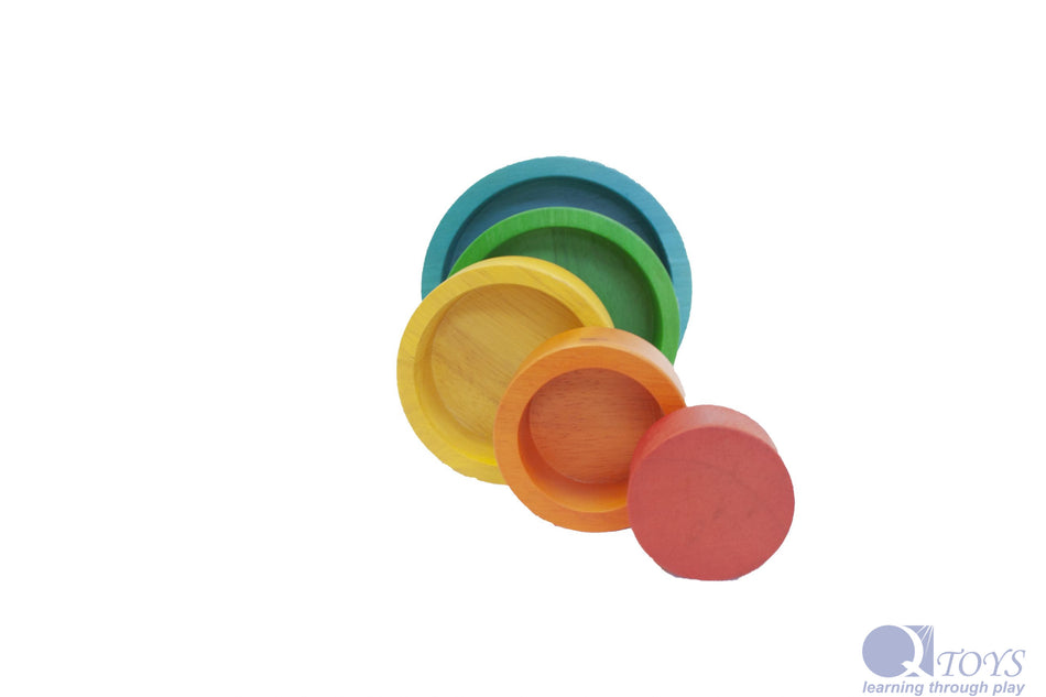 Q Toys Rainbow Stacking and Nesting Bowls 5pc