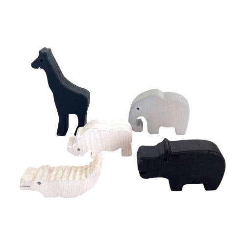 Papoose Achromatic Wood Wild Life 5pc