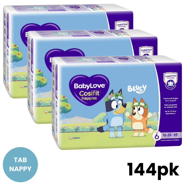 BabyLove Cosifit Nappies Size 6 Junior (15-25kg) 144 pk