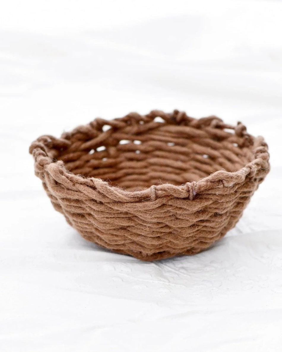 Tara Treasures Felt Weave Basket - Chocolate