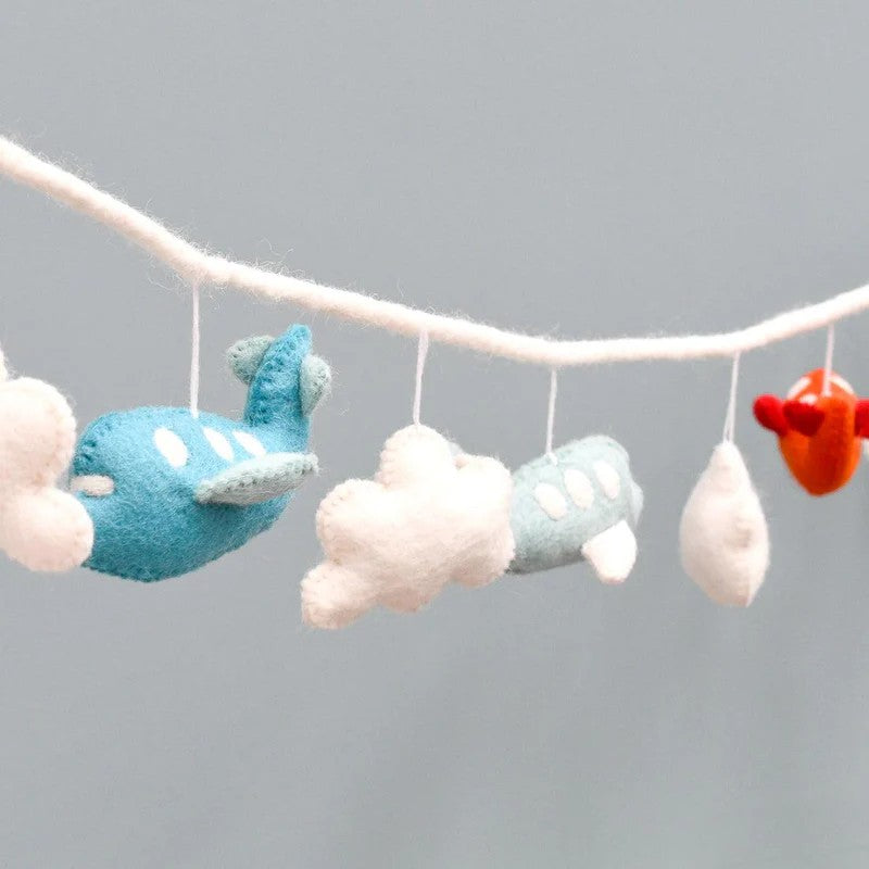Tara Treasures Felt Airplane Red & Blue Garland