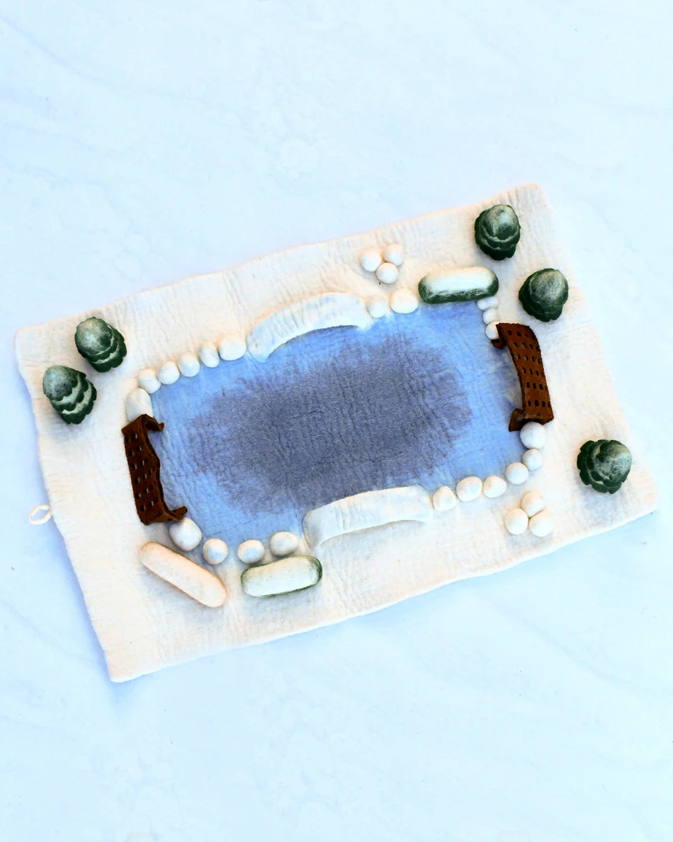 Tara Treasures Felt Snow Ice Rink Play Mat Playscape