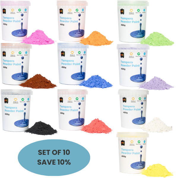Tempera Powder Paint 450gm Set of 10