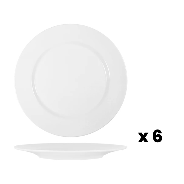 Superware Melamine Plate Raised Rim White 25.4cm 6pk